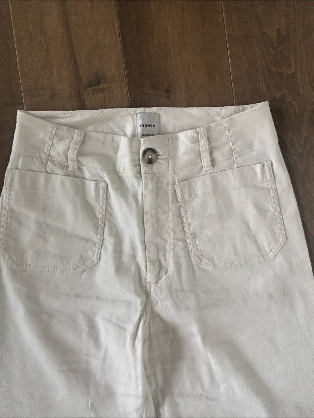 Maeve, High-Rise Wide-Leg Women's Pants in Cream, 28 - Picture 6 of 13
